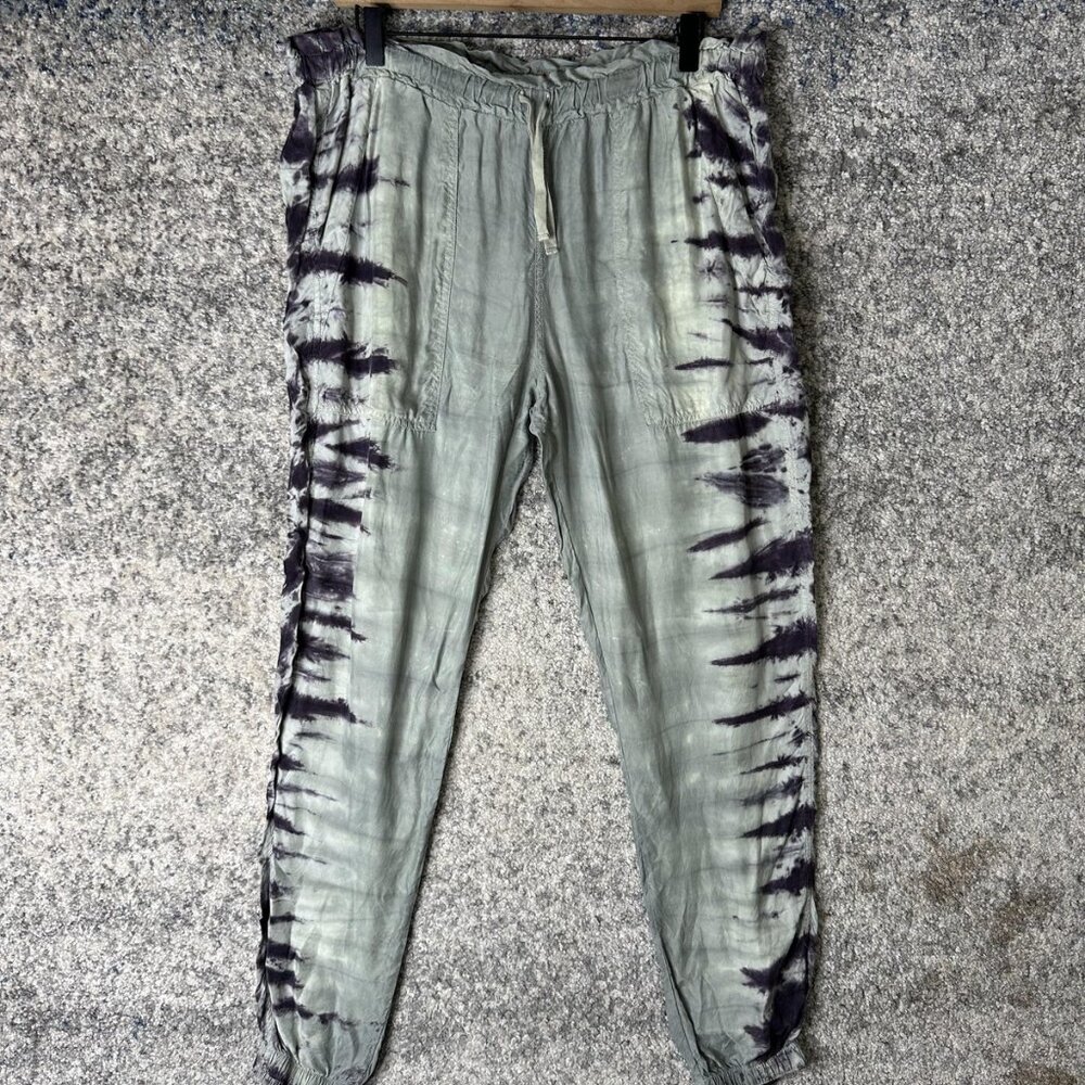Pete & Greta Pants Womens Small Green‎ Tie Dye Joggers Elastic Waist Boho Casual